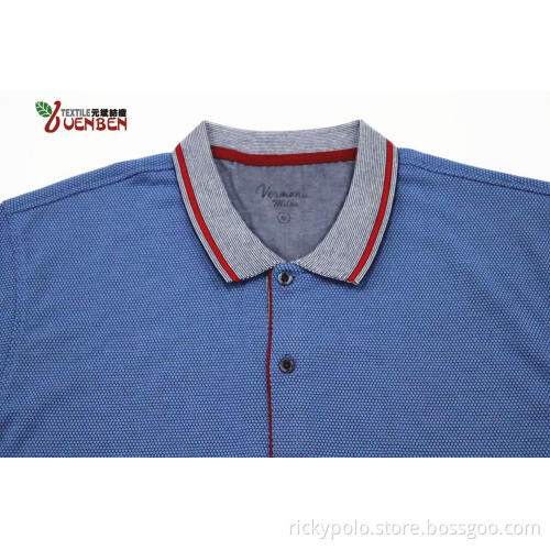 Jacquard Fabric With Contrast Collar And Embroidery Shirt